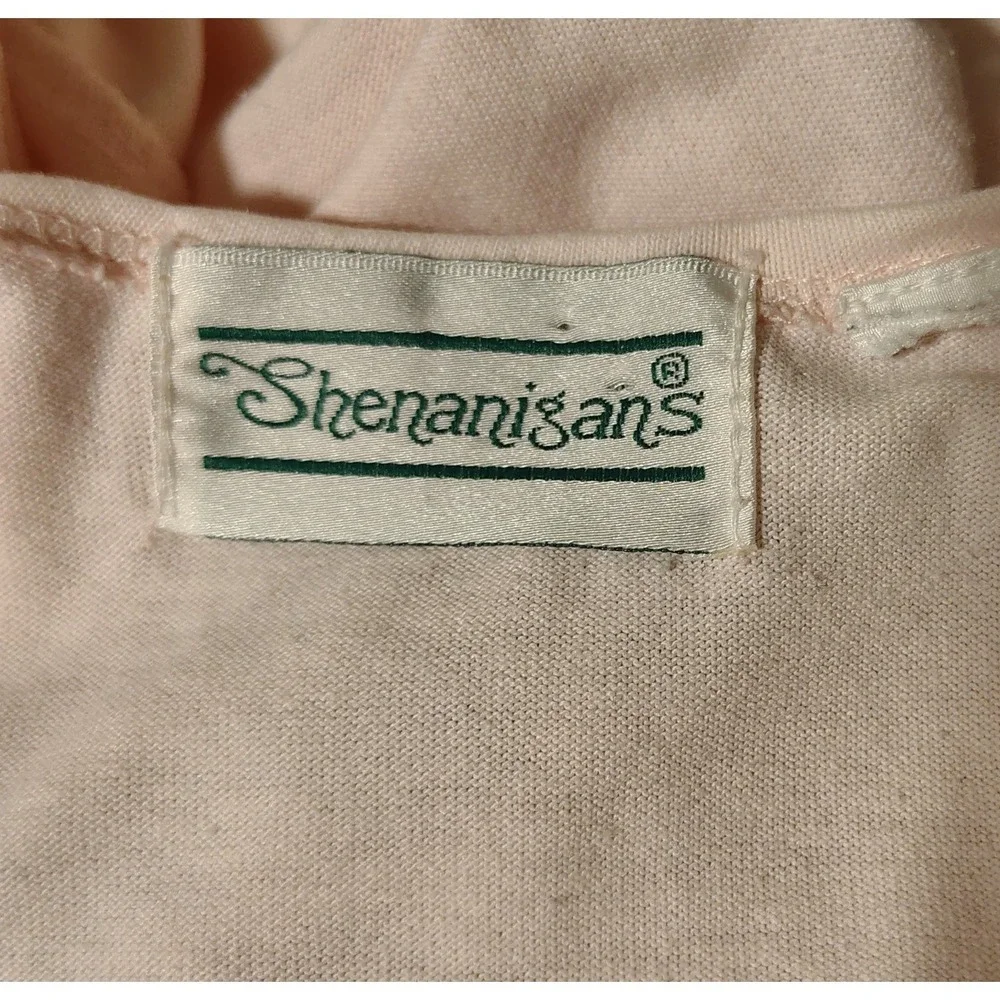 Vtg Shenanigans Womens Floral Embroidered Pink T Shirt Top XL 90s Butter Mom - Picture 5 of 5